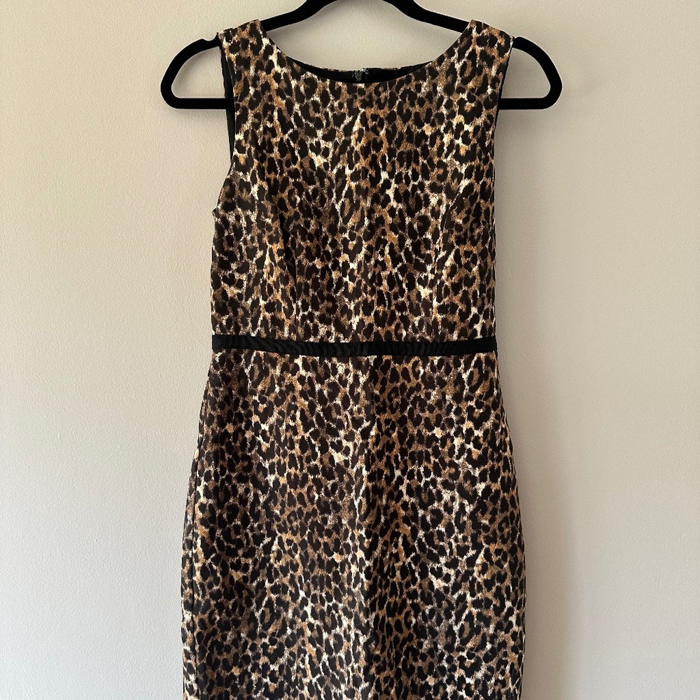 LOFT Leopard print sleeveless pencil dress, Size 0